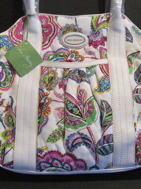 Vera Bradley White Multicolor Paisley Floral Tote/ Hobo Shoulder Bag,